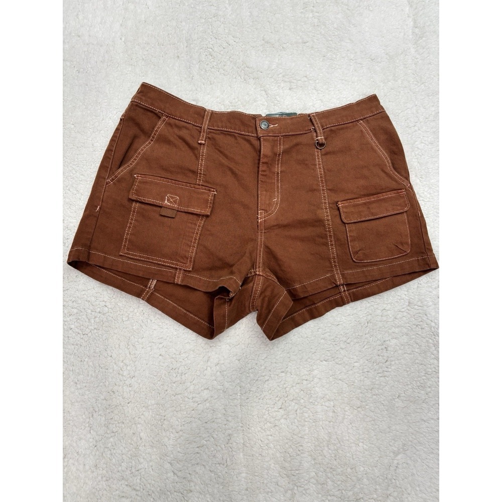 Wild Fable Mid Rise Utility Cargo Shorts Brown Low Stretch Women's Large NWT - Picture 2 of 9